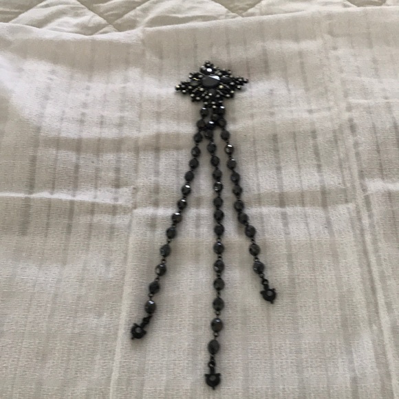 Jewelry - Vintage Type Black Jet & Rhinestone Brooch